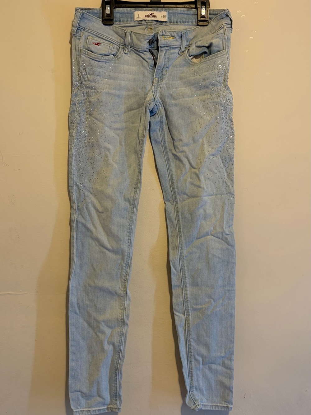 Hollister Light Blue Skinny Jeans with Rhinestone Accents